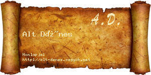 Alt Dénes névjegykártya